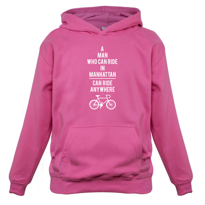 A Man Who Can Ride in Manhattan can Ride anywhere Kids T Shirt
