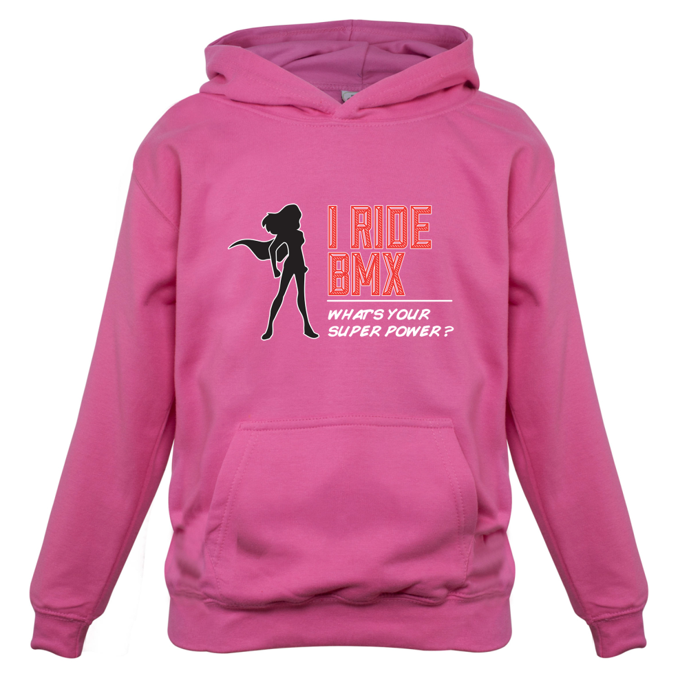 I Ride BMX What's Your Super Power FEMALE Design Kids T Shirt