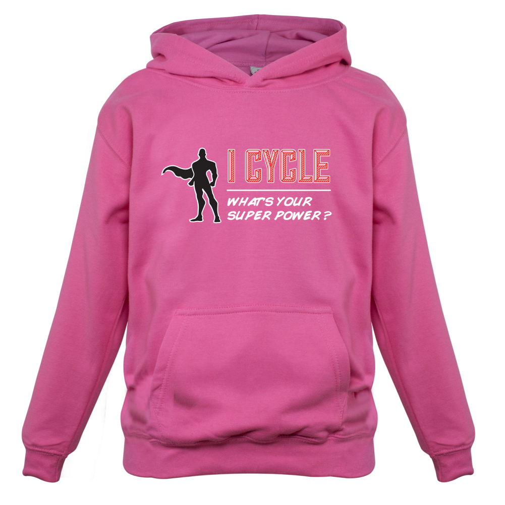 I Cycle What's Your Super Power MALE Design Kids T Shirt