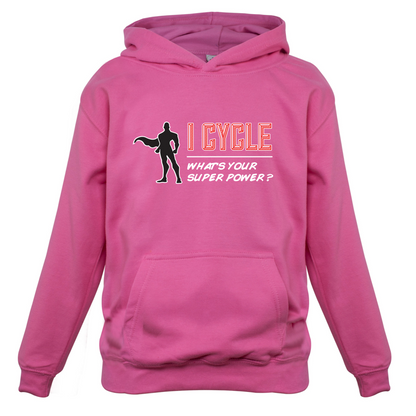 I Cycle What's Your Super Power MALE Design Kids T Shirt