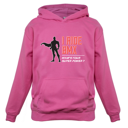 I Ride BMX What's Your Super Power MALE Design Kids T Shirt