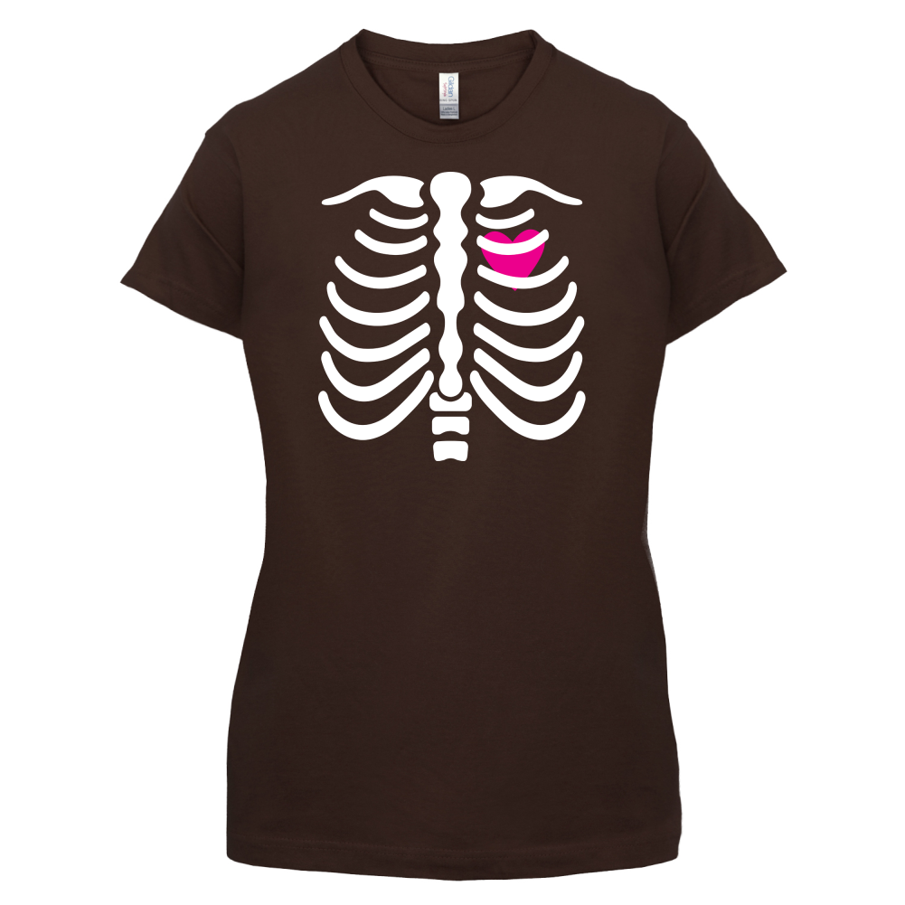 Pink Heart Skeleton T Shirt