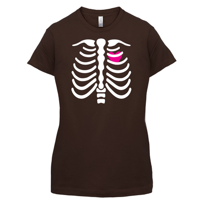 Pink Heart Skeleton T Shirt