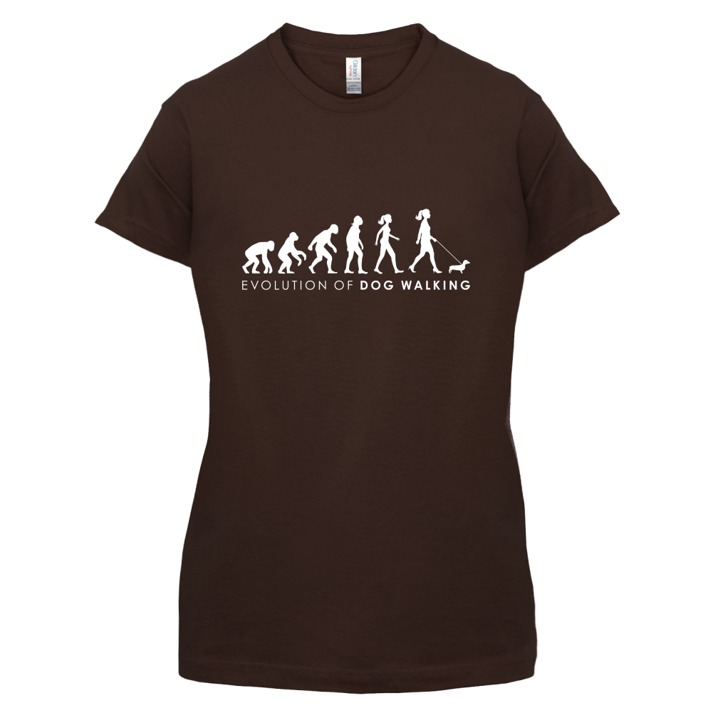 Evolution Of Woman Dog Walking T Shirt