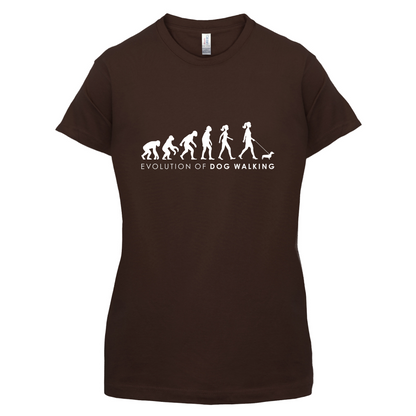 Evolution Of Woman Dog Walking T Shirt