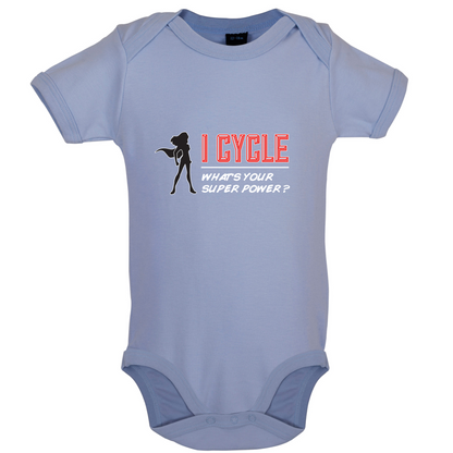 I Cycle What's Your Super Power FEMALE Design Baby T Shirt