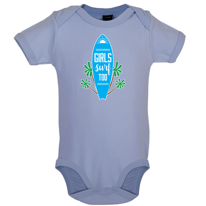 Girls Surf Too Baby T Shirt