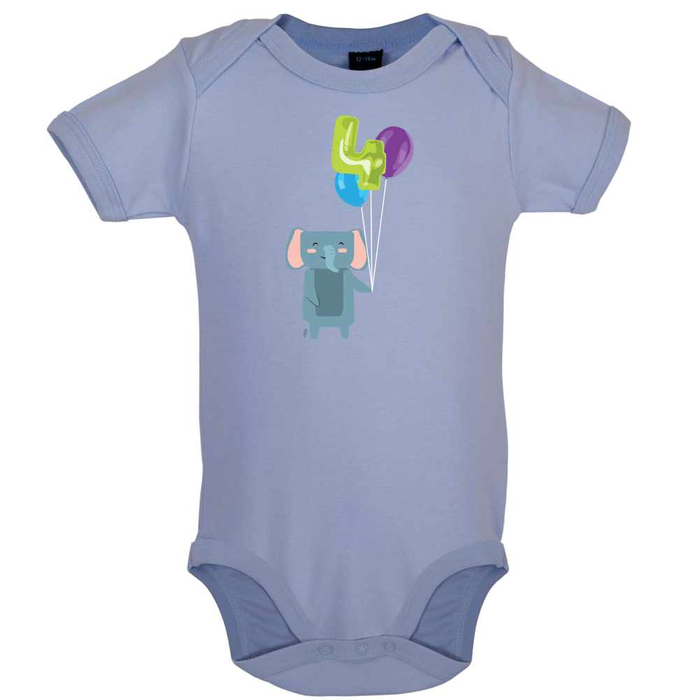 4th Birthday Elephant Baby T Shirt