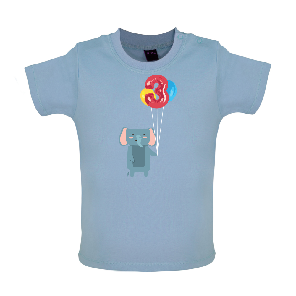 3rd Birthday Elephant Baby T Shirt