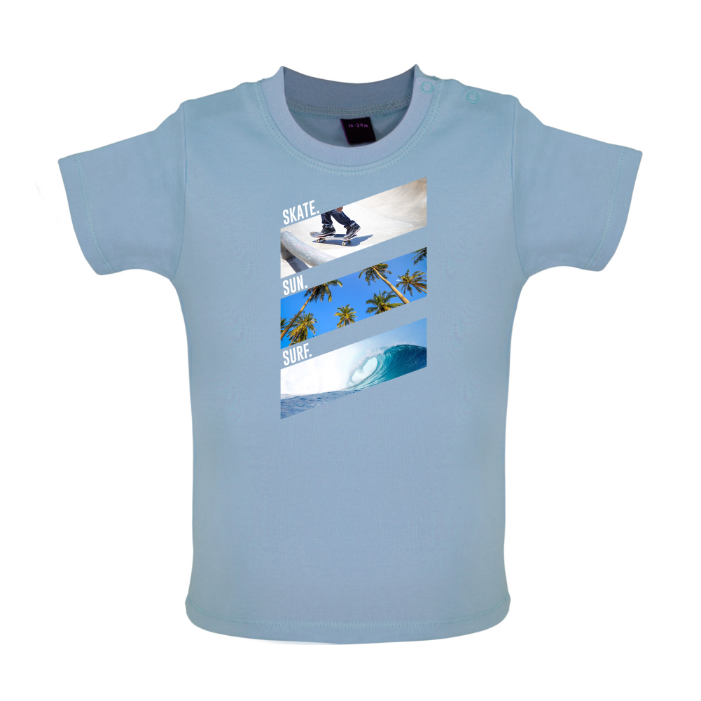 Skate Sun Surf Baby T Shirt
