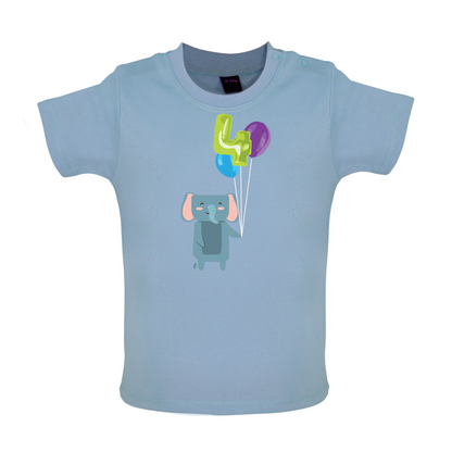 4th Birthday Elephant Baby T Shirt