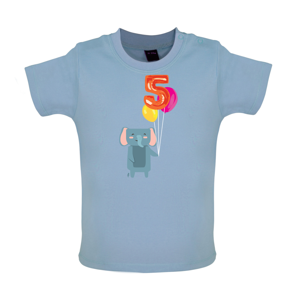 5th Birthday Elephant Baby T Shirt
