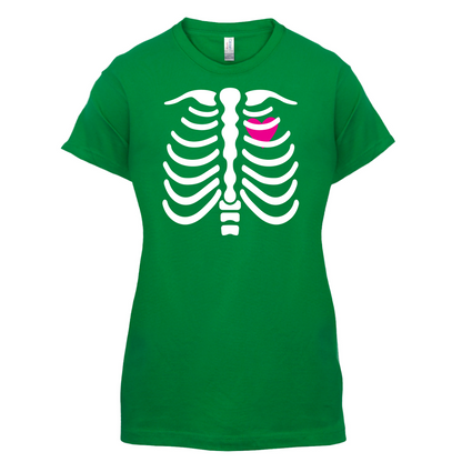 Pink Heart Skeleton T Shirt