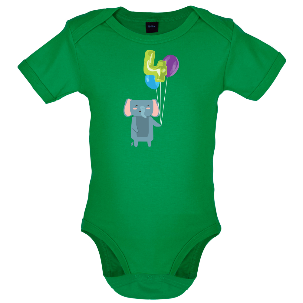 4th Birthday Elephant Baby T Shirt