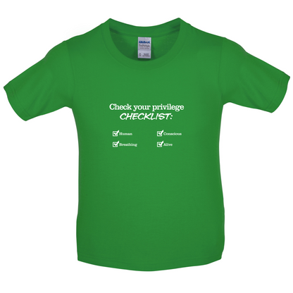 Privilege Checklist Kids T Shirt
