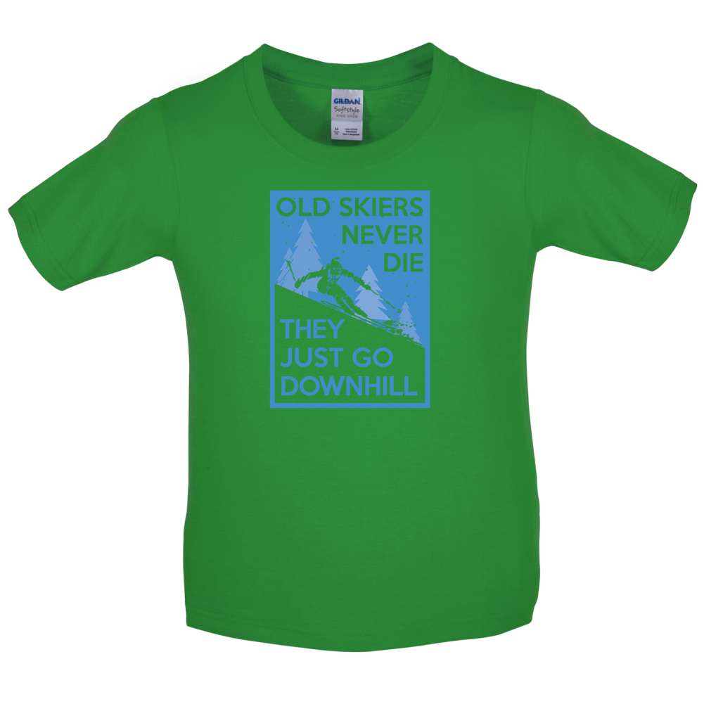 Skiers Go Downhill Kids T Shirt