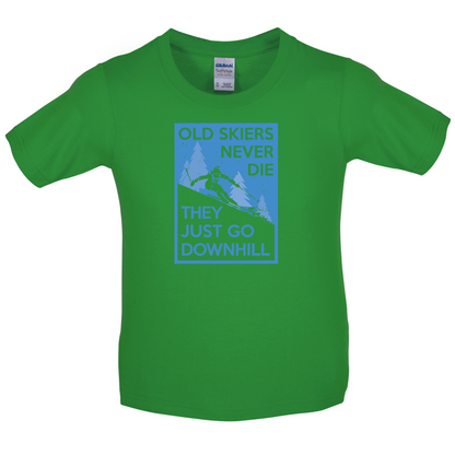 Skiers Go Downhill Kids T Shirt
