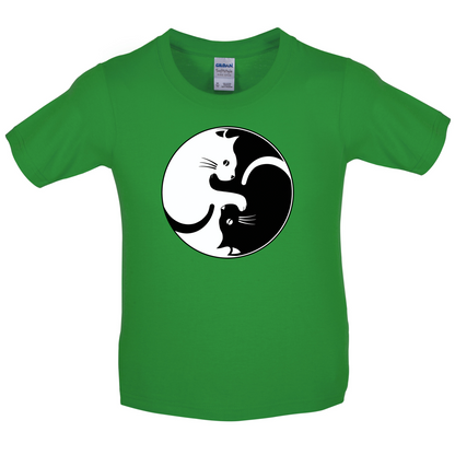 Yin Yang Cat Kids T Shirt