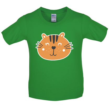 Smiley Face Tiger Kids T Shirt