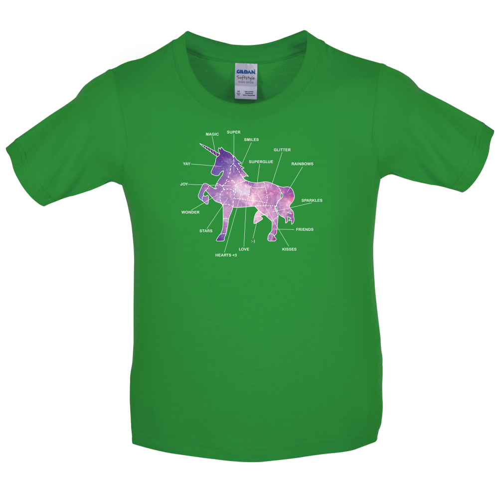 Unicorn Butchers Diagram Kids T Shirt