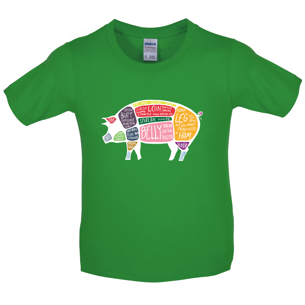 Butcher Pig Diagram Kids T Shirt