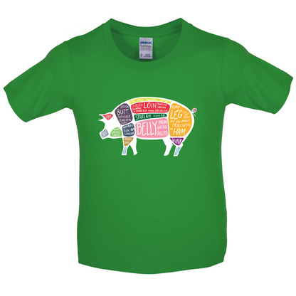 Butcher Pig Diagram Kids T Shirt
