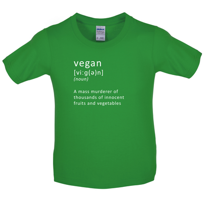 Funny Definition Vegan Kids T Shirt