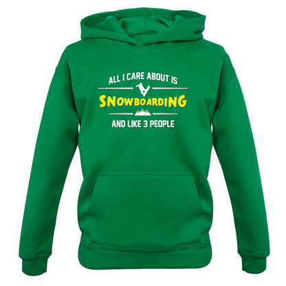 All I Care About Is Snowboarding Kids T Shirt