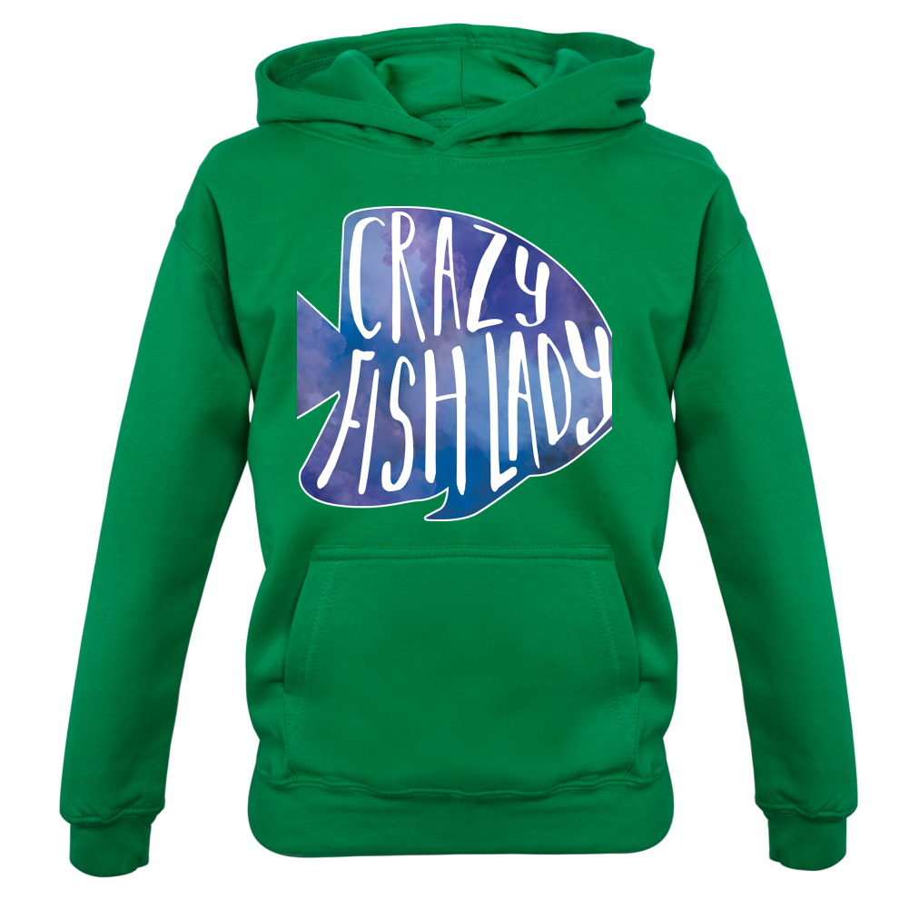 Crazy Fish Lady Kids T Shirt