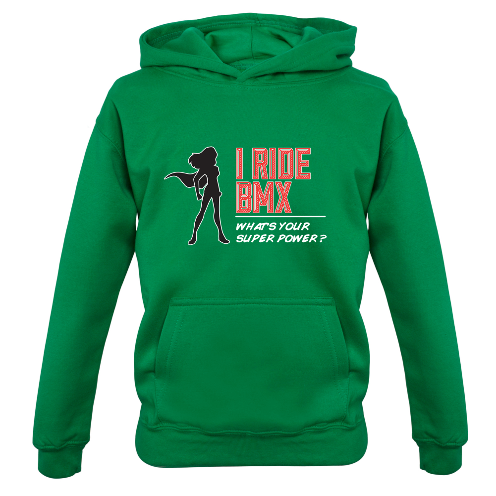 I Ride BMX What's Your Super Power FEMALE Design Kids T Shirt