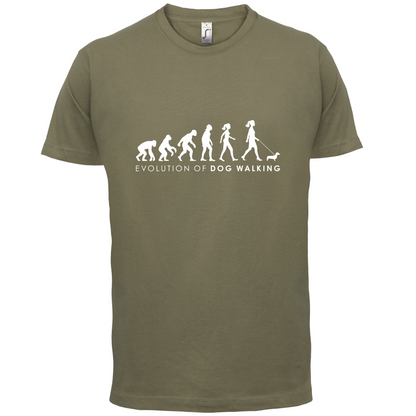 Evolution Of Woman Dog Walking T Shirt