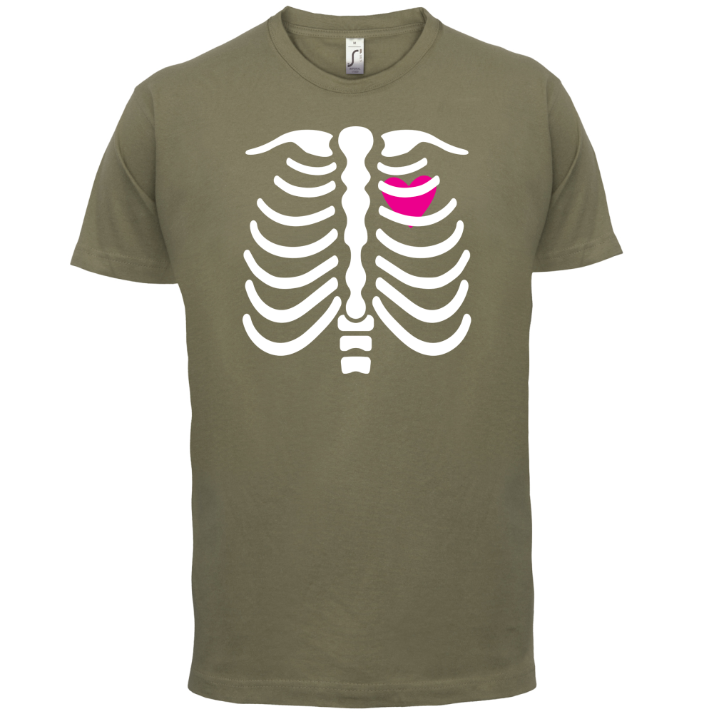 Pink Heart Skeleton T Shirt