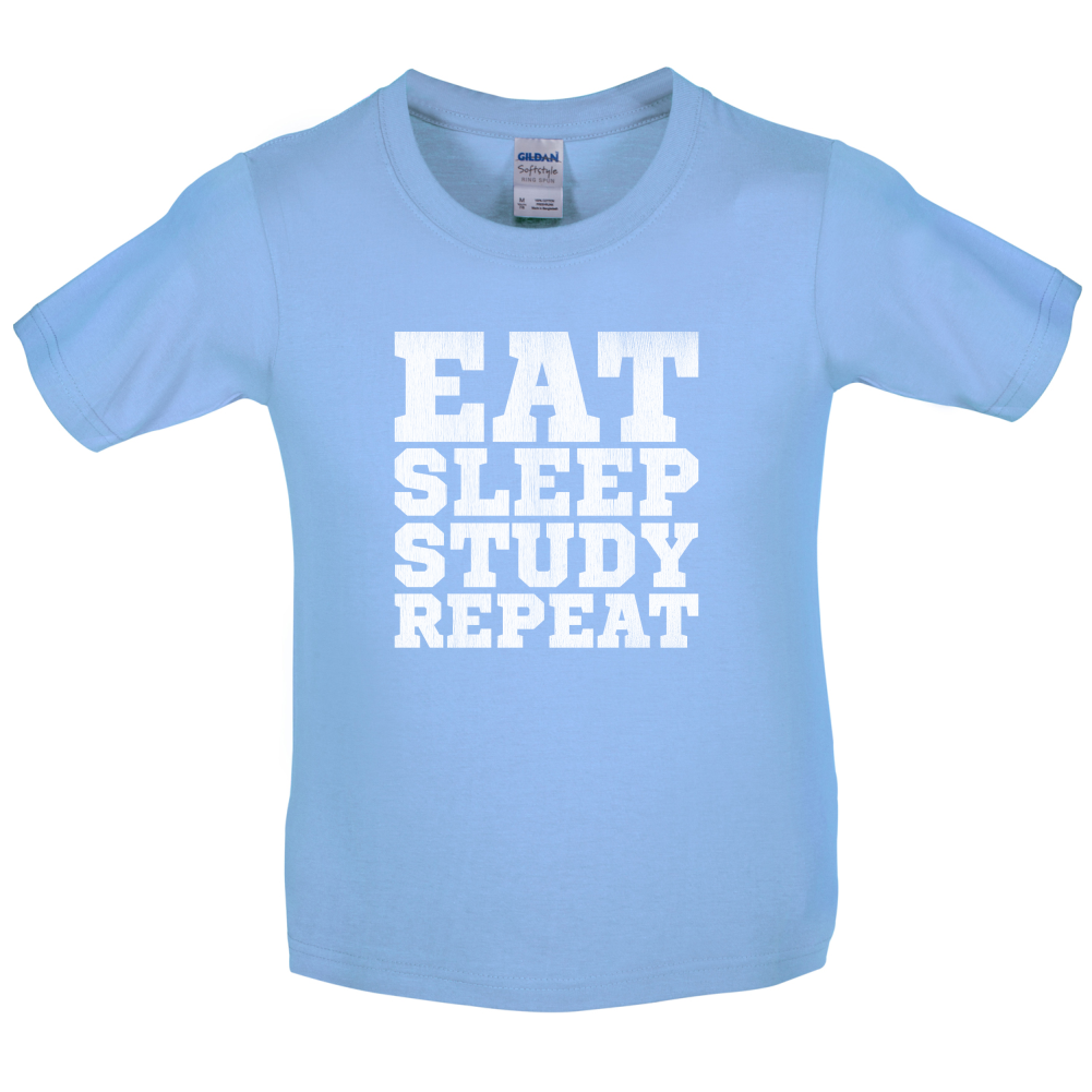 Eat Sleep Study Repeat Kids T Shirt