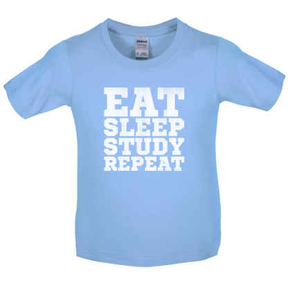 Eat Sleep Study Repeat Kids T Shirt
