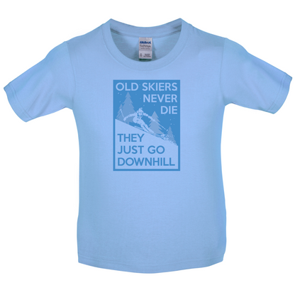Skiers Go Downhill Kids T Shirt