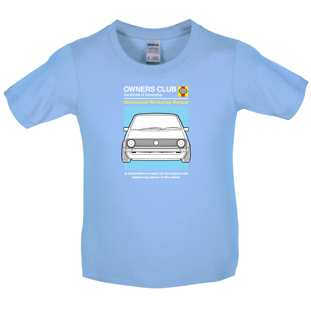 Car Owners Manual Golf MK1 Kids T Shirt