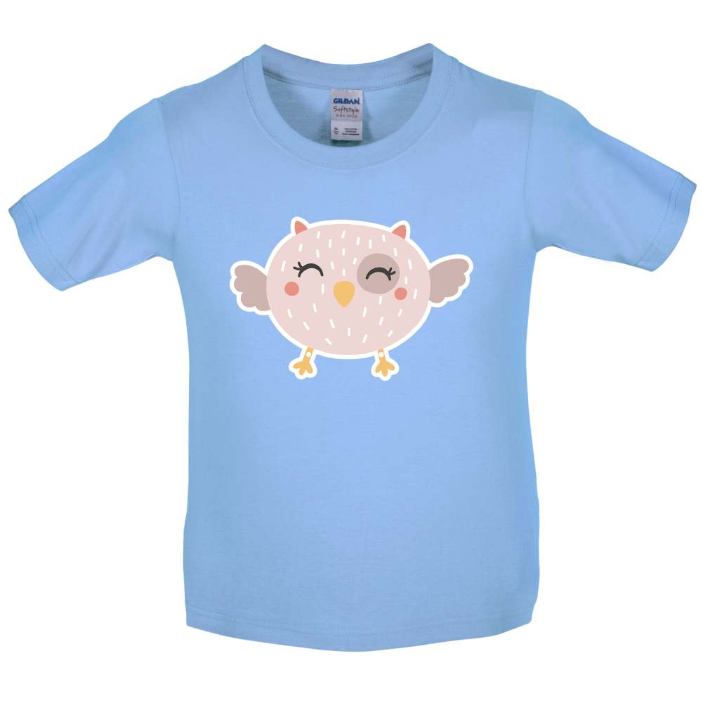 Smiley Face Baby Owl Kids T Shirt