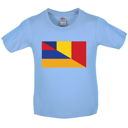 Romania-Armenia Flag Kids T Shirt
