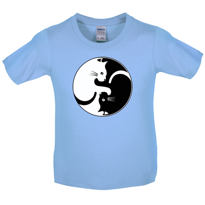 Yin Yang Cat Kids T Shirt