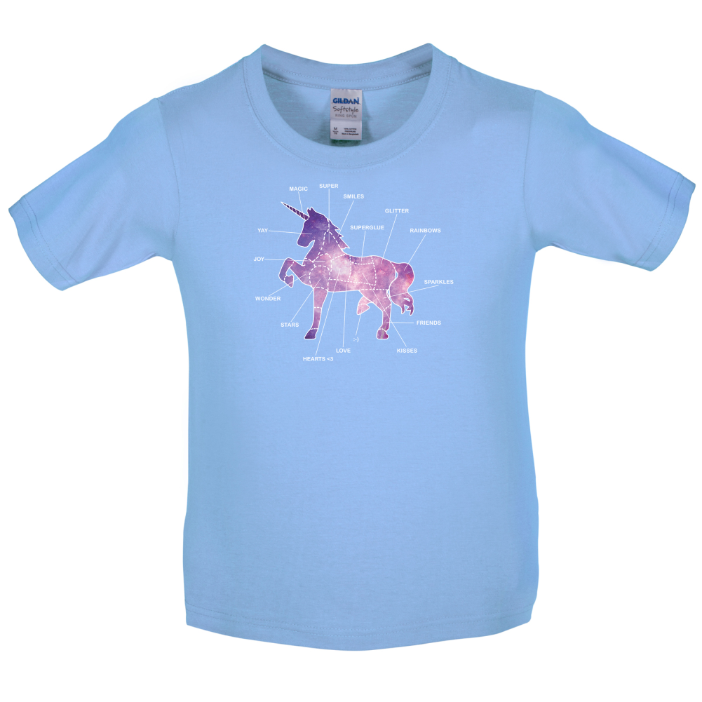 Unicorn Butchers Diagram Kids T Shirt