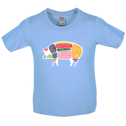 Butcher Pig Diagram Kids T Shirt