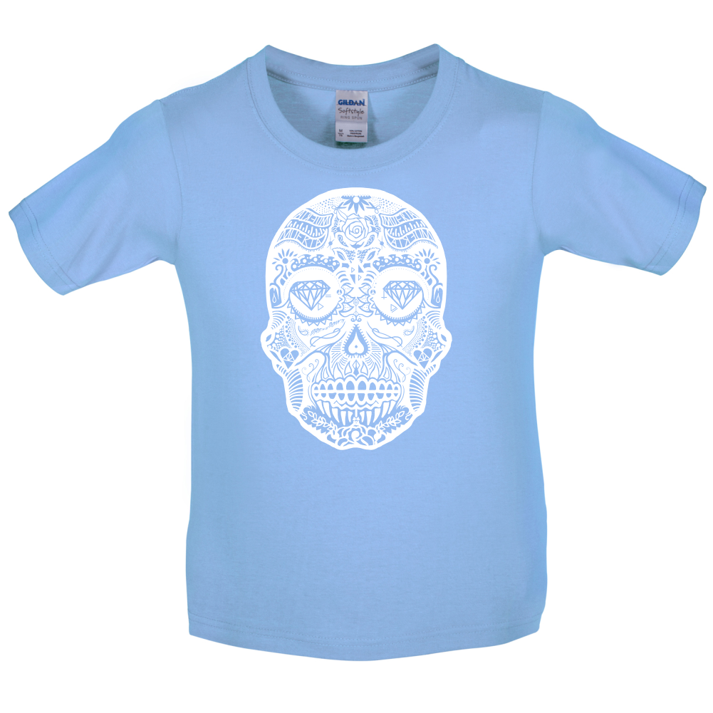 Mexican Sugar Candy Skull Kids T Shirt
