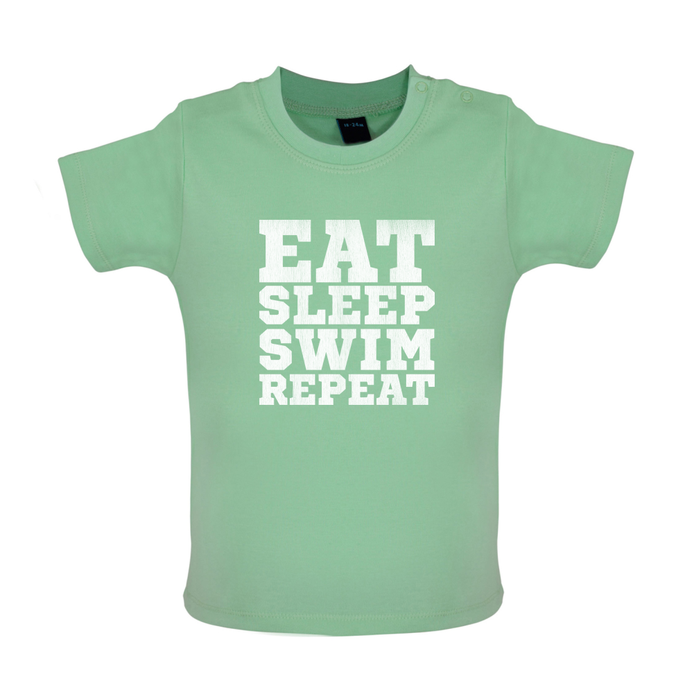 Eat Sleep Swim Repeat Baby T Shirt