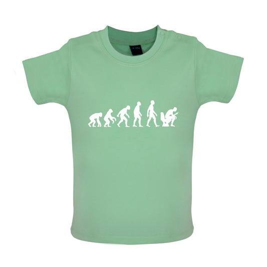 Evolution Of Man Phone On Toilet Baby T Shirt