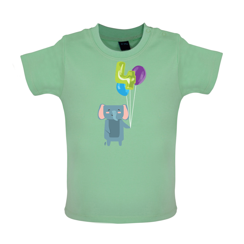 4th Birthday Elephant Baby T Shirt