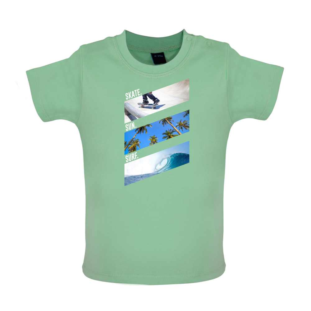Skate Sun Surf Baby T Shirt