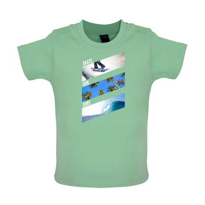 Skate Sun Surf Baby T Shirt