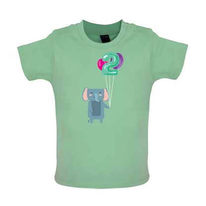 2nd Birthday Elephant Baby T Shirt