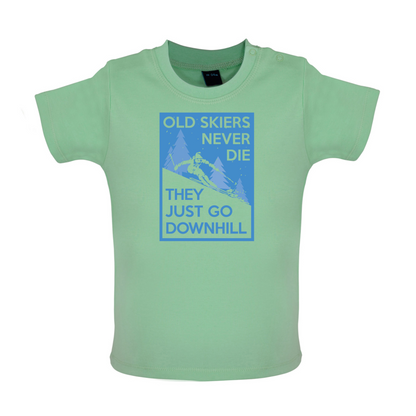 Skiers Go Downhill Baby T Shirt