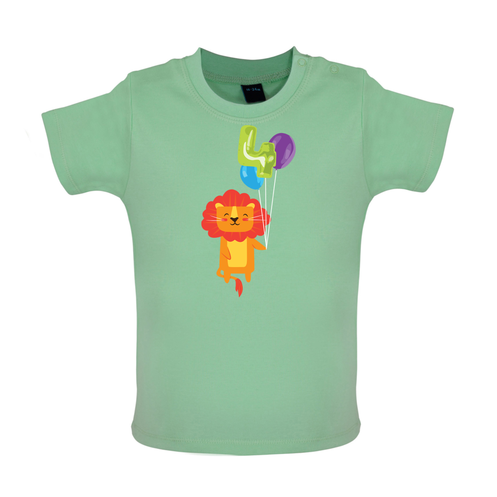 4th Birthday Lion Baby T Shirt